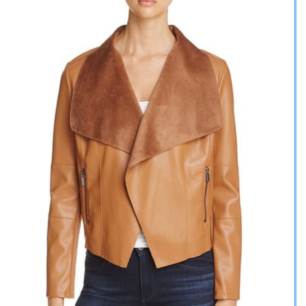 Draped faux LEATHER JACKET
